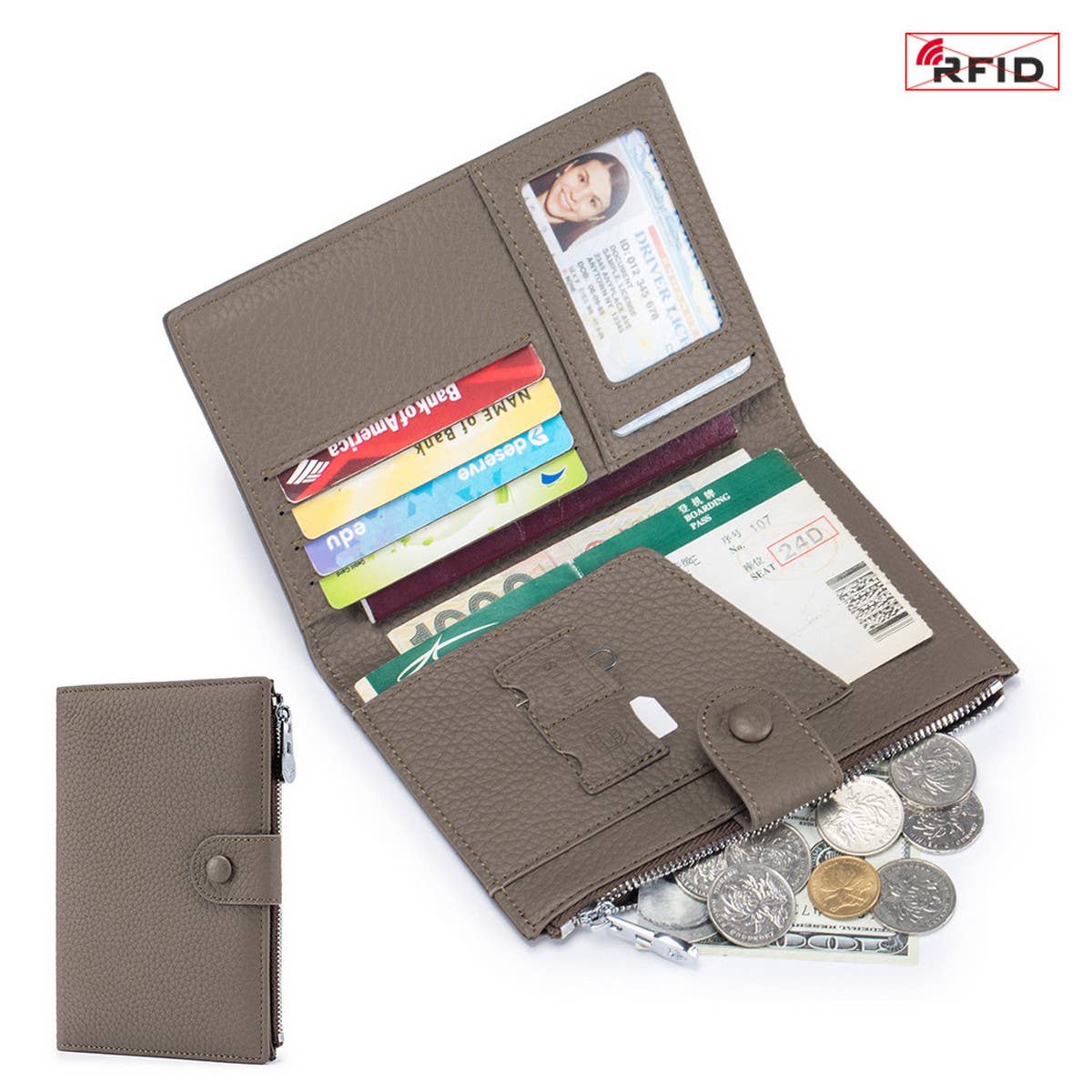 MULTIFUNCTIONAL PASSPORT BAG GENUINE LEATHER WALLET_CWAB3702