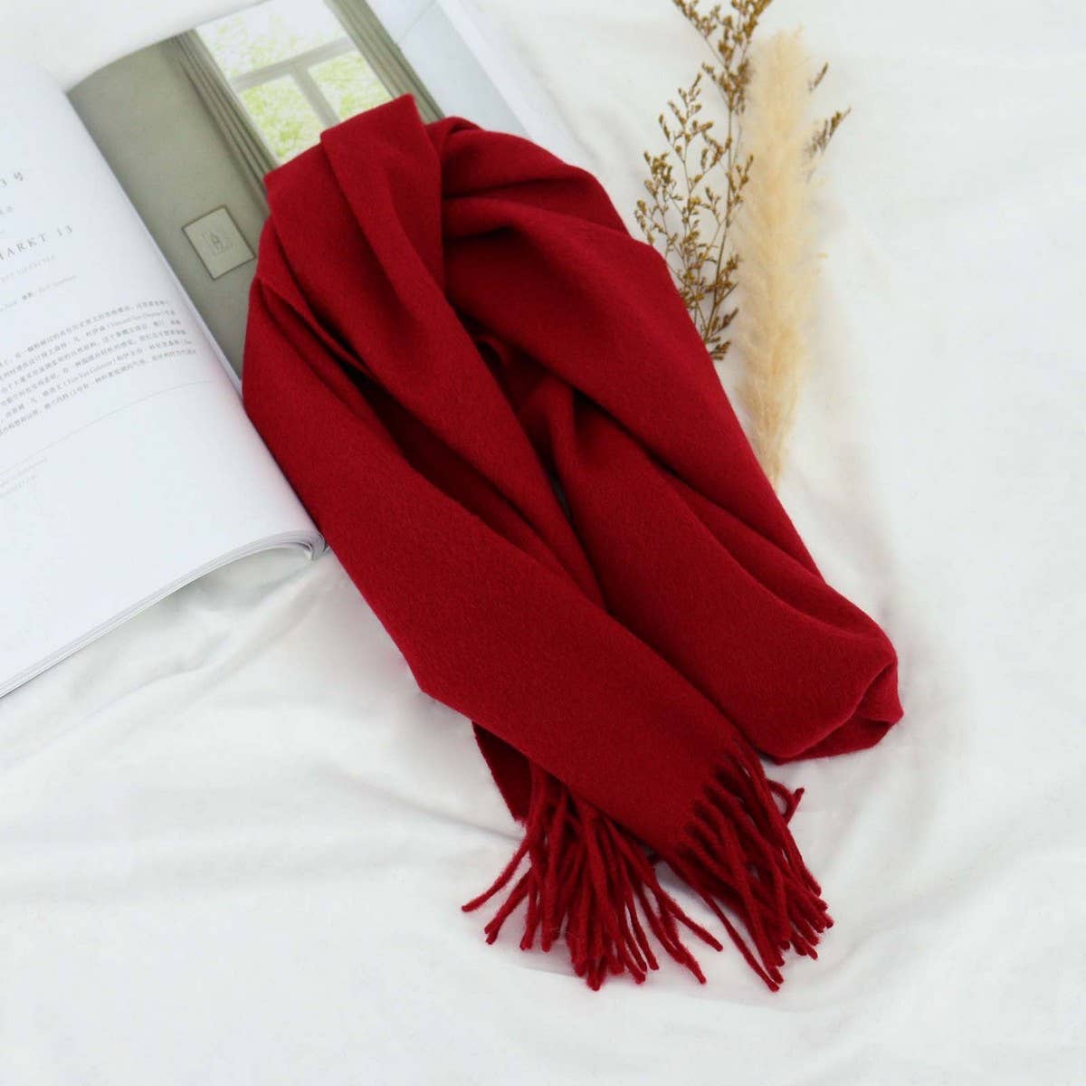 100% Wool Solid Scarf – Elegant Unisex Spring Wrap_CWASC1093