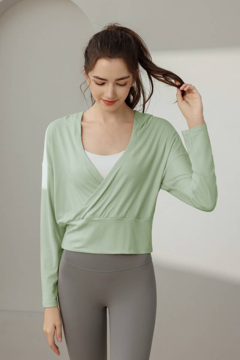 CWTBLL3629_NEW STYLE SPORTS LOOSE YOGA JACKET HOODED TOP