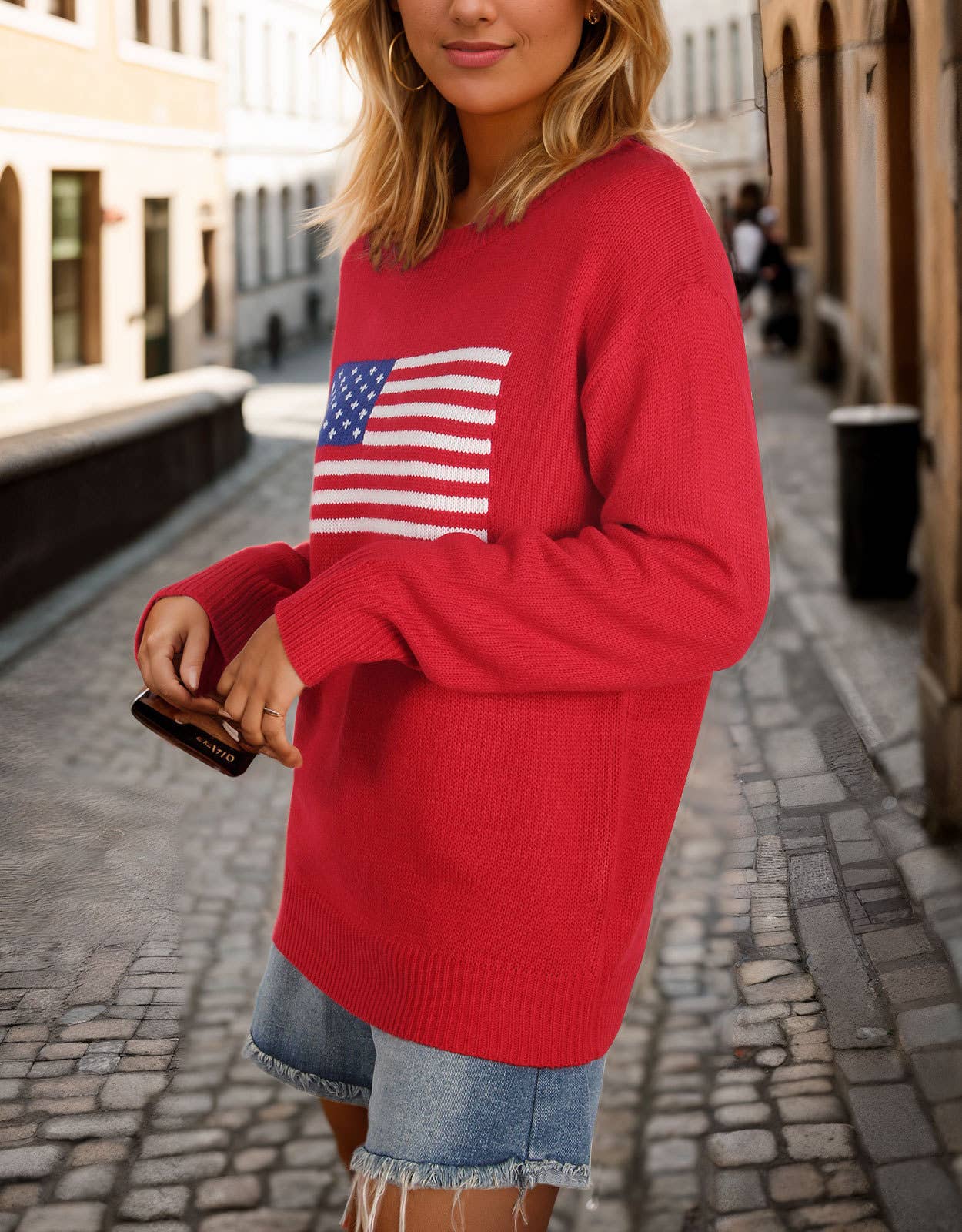 CREW-NECK FLAG EASTER INDEPENDENCE DAY SWEATER