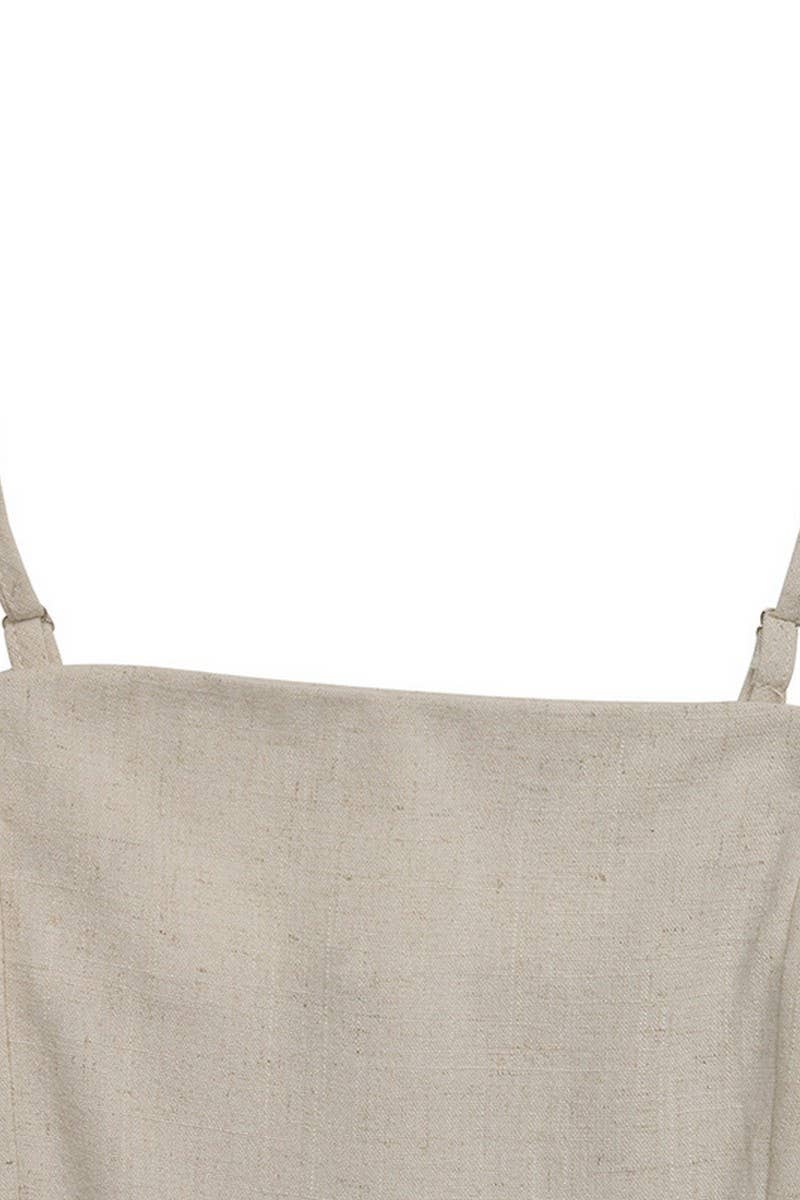 CWSJS1468_SOLID COLOR SUMMER LINEN STRAPLESS ROMPER