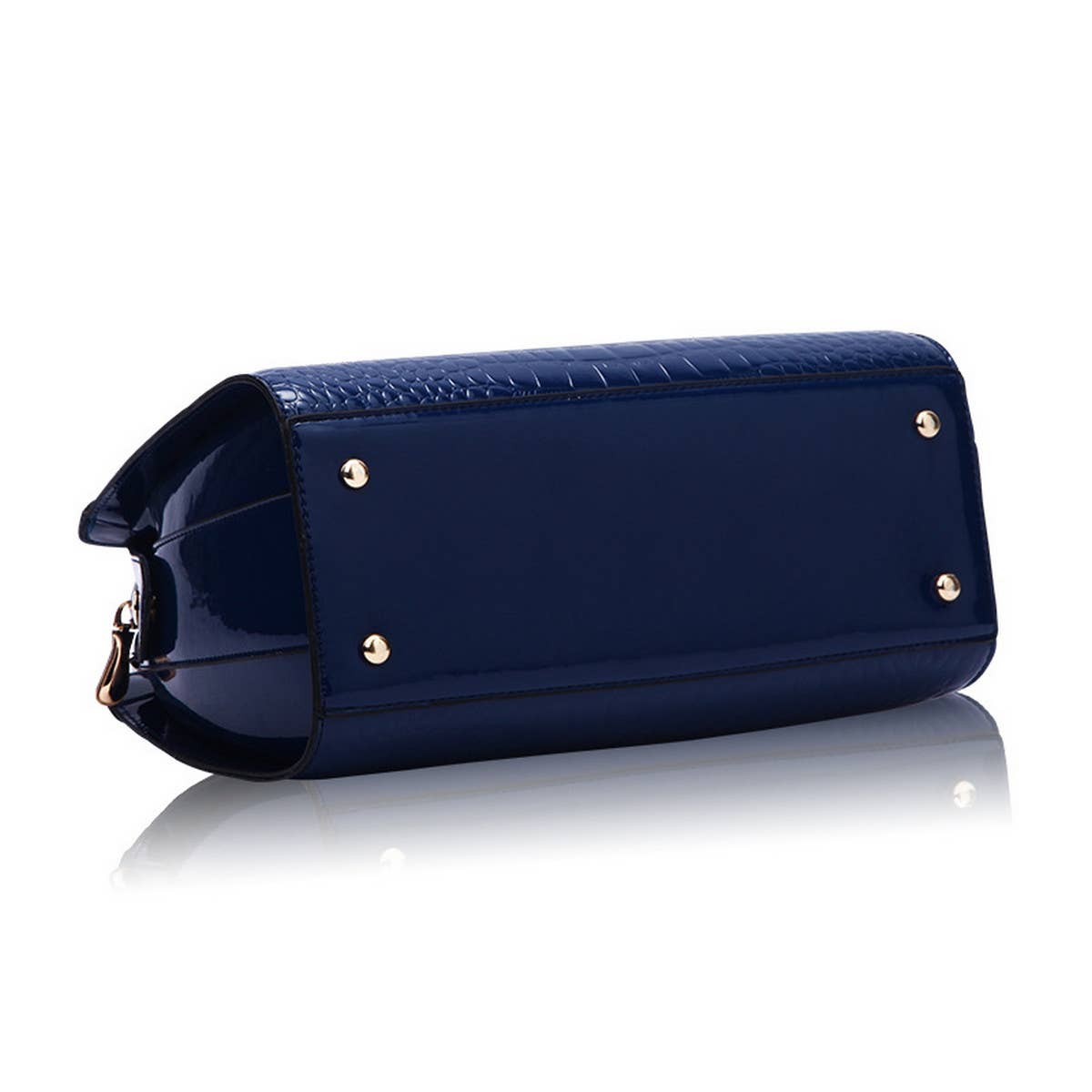 PATENT LEATHER TOP HANDLE CROCODILE SHOULDER BAG_CWAB2669