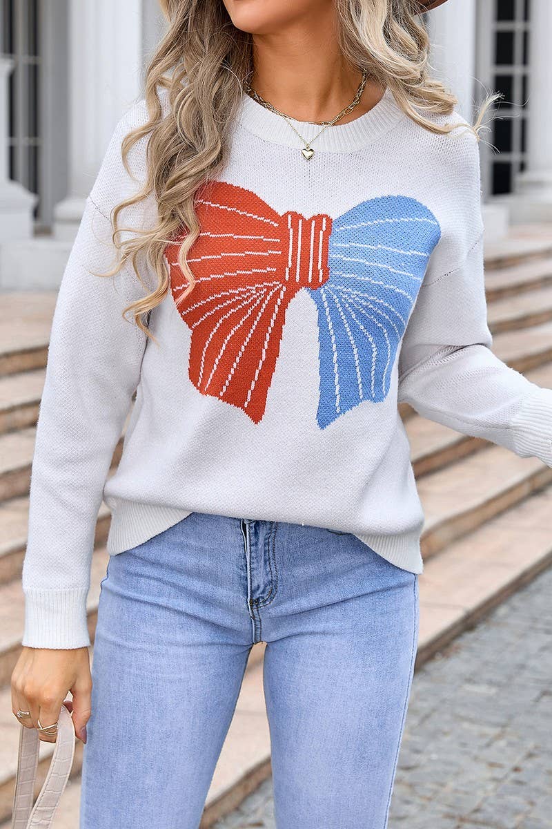 CWOSWL3101_BOW COLORBLOCK PULLOVER SWEATER