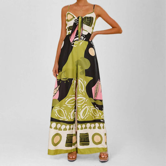 Chic floral waist-tied elegant jumpsuit