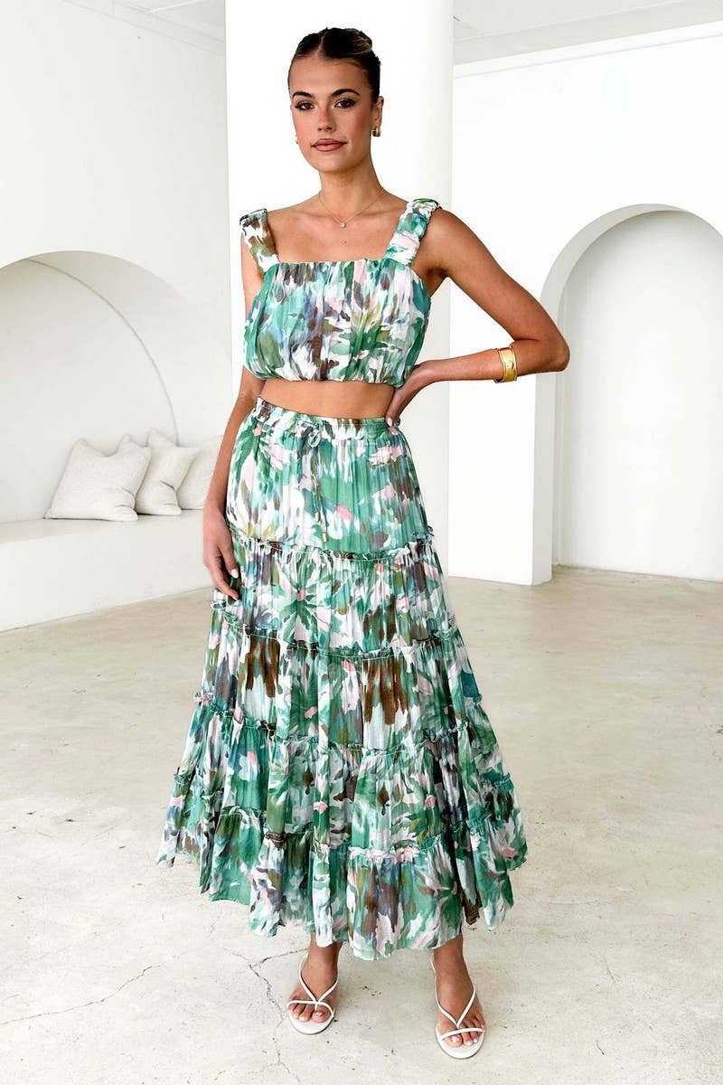 CWSS1274_RETRO SHORT SUSPENDER SKIRT TWO-PIECE SET