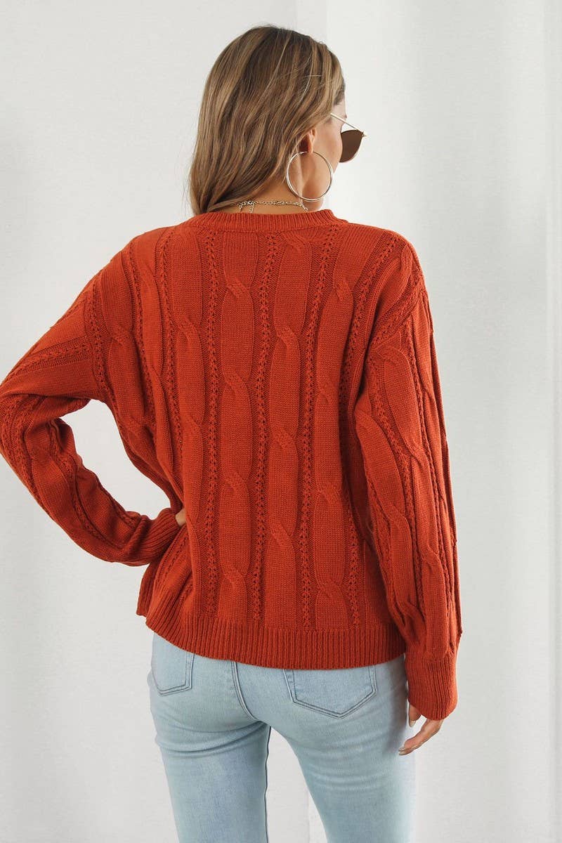 CWOSWL4083_CABLE KNITTED LONG SLEEVES CREWNECK SWEATER