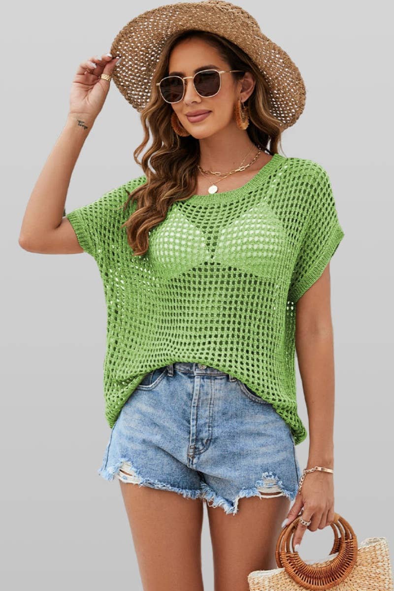 CWTBLS0762_BEACH SEXY KNIT CUT-OUT BATSLEEVE TOP