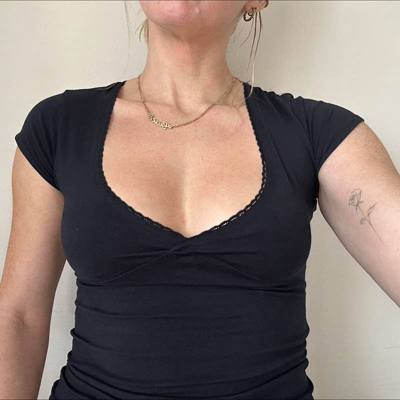 Casual style simple basic solid color T-shirt