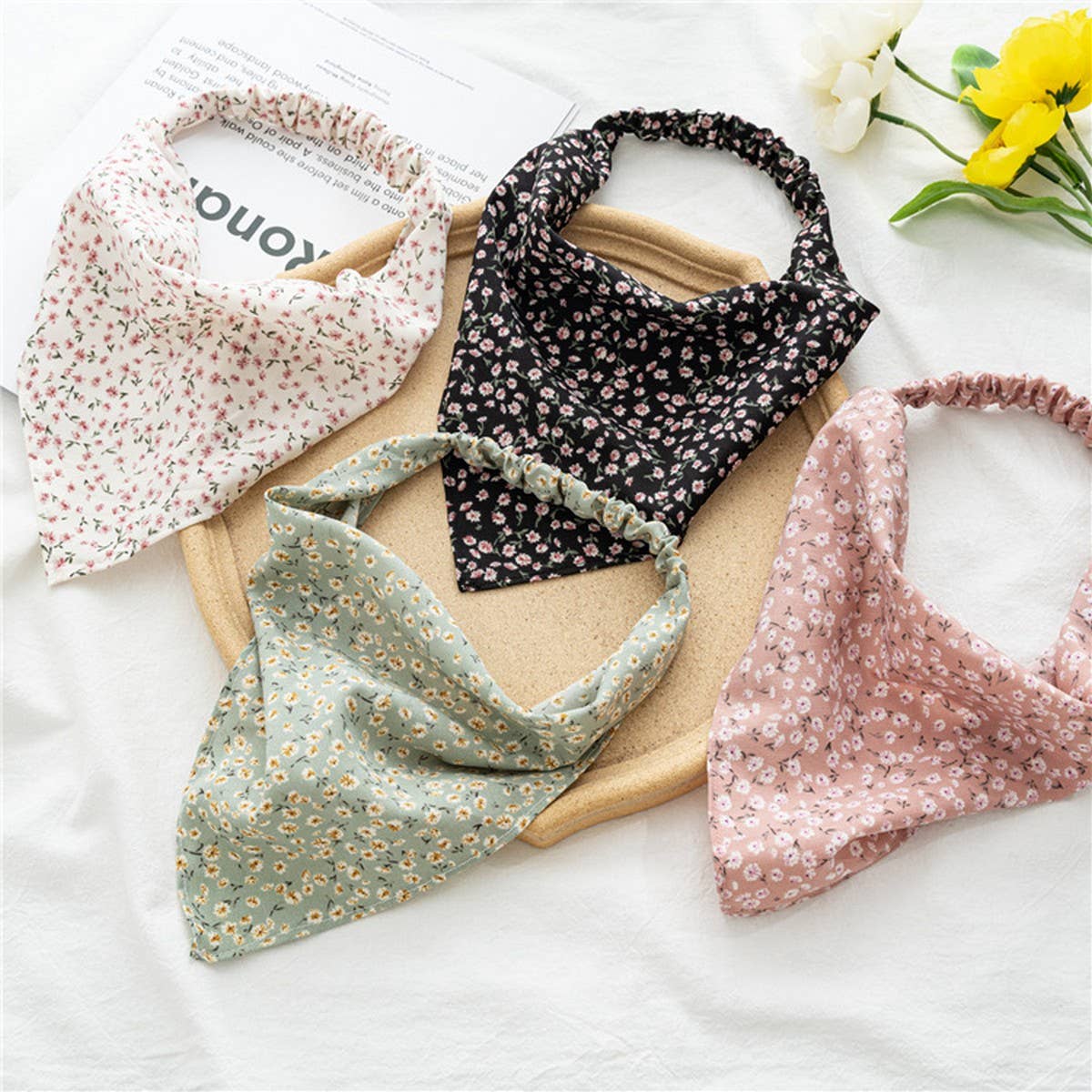 FLORAL ELASTIC BAND SCARF HEADBAND HAIRACCESSORIES
