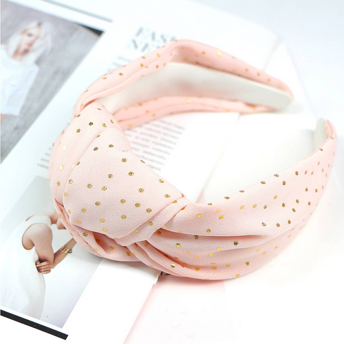 NEW POLKA DOT KNOTTED WIDE-BRIMMED HEADBAND_CWAHA0988