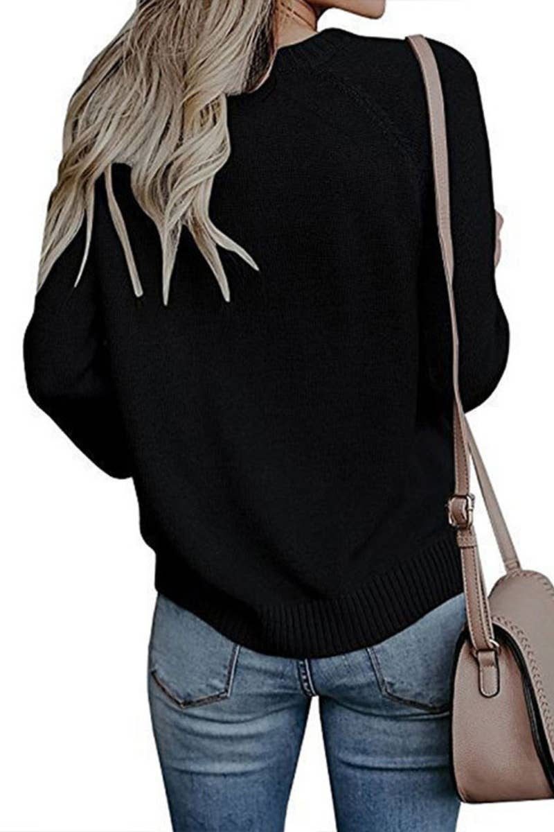 CWOSWL5177_WINTER LEOPARD PRINT LOVE LONG-SLEEVED SWEATER