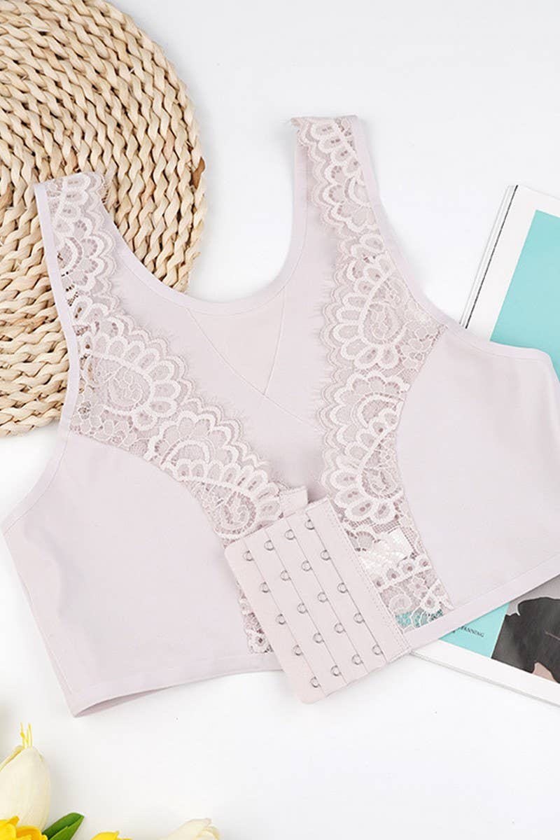 CWMU00295_FRENCH LACE FRONT CLOSURE THIN PUSH-UP BRA