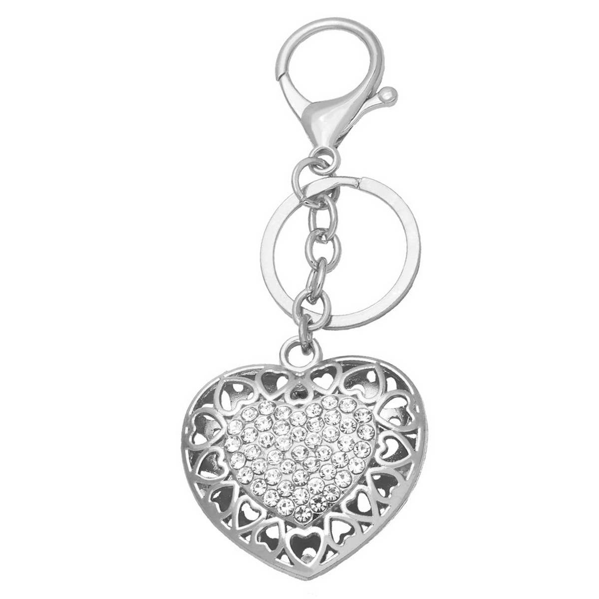 HEART SHAPED DIAMOND KEYCHAIN SPARKLES WITH LIGHT