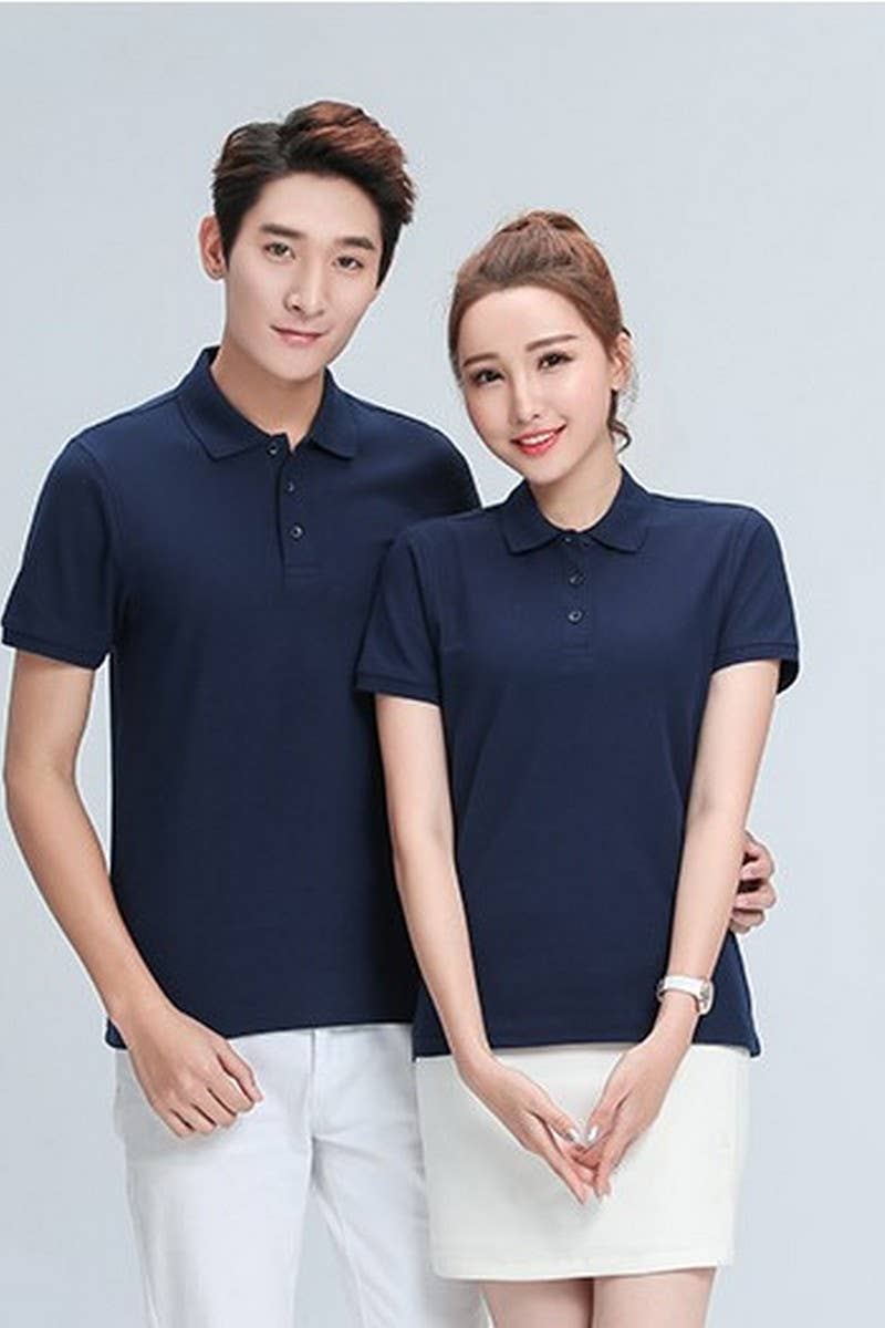 CWTBLS02444_SOLID COLOR CASUAL SHORT-SLEEVED POLO SHIRT