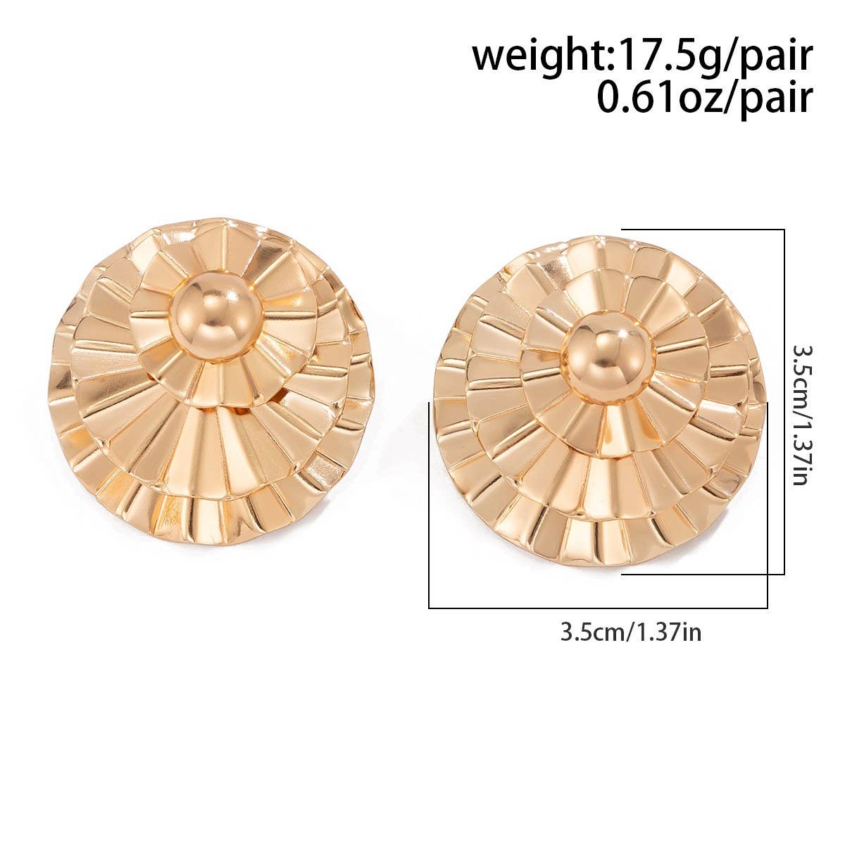 EXAGGERATED RIPPLE TEXTURE ROUND EARRINGS_CWAJE1914