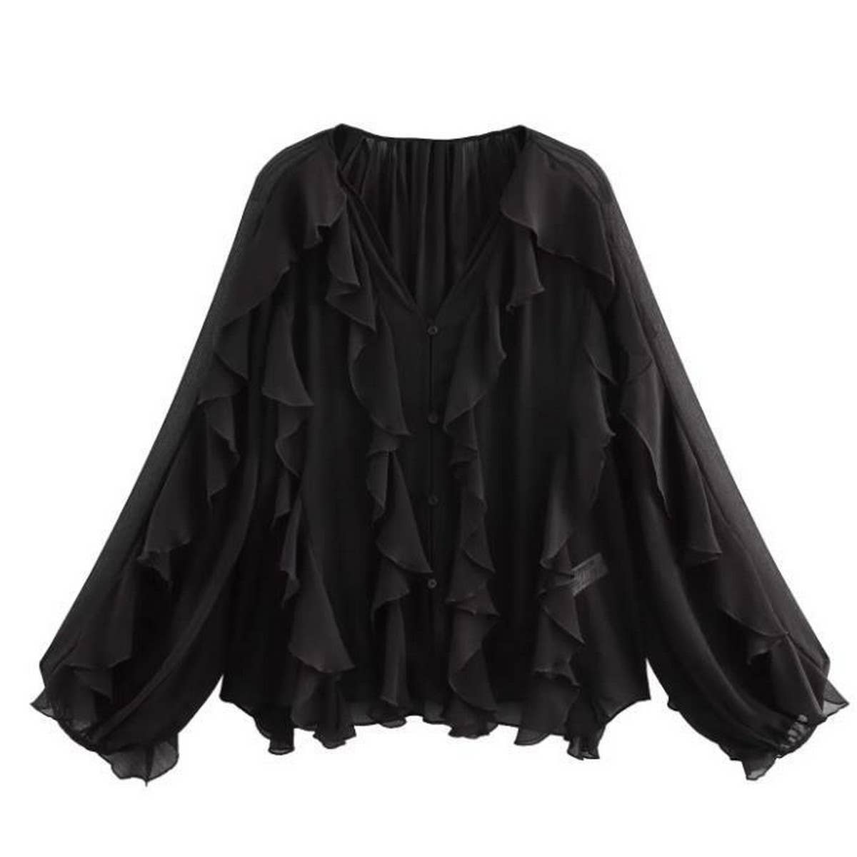Women's Stylish Ruffled V-Neck Spring Blouse