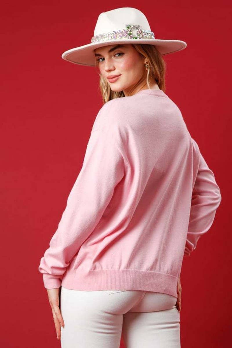 CWTBLL01234_CREW NECK CHRISTMAS SEQUINED SWEATSHIRT