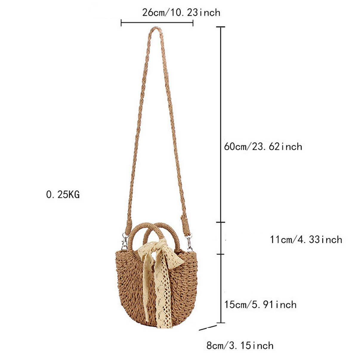 SEMI-CIRCULAR HANDMADE PAPER ROPE STRAW BAG_CWAB4701