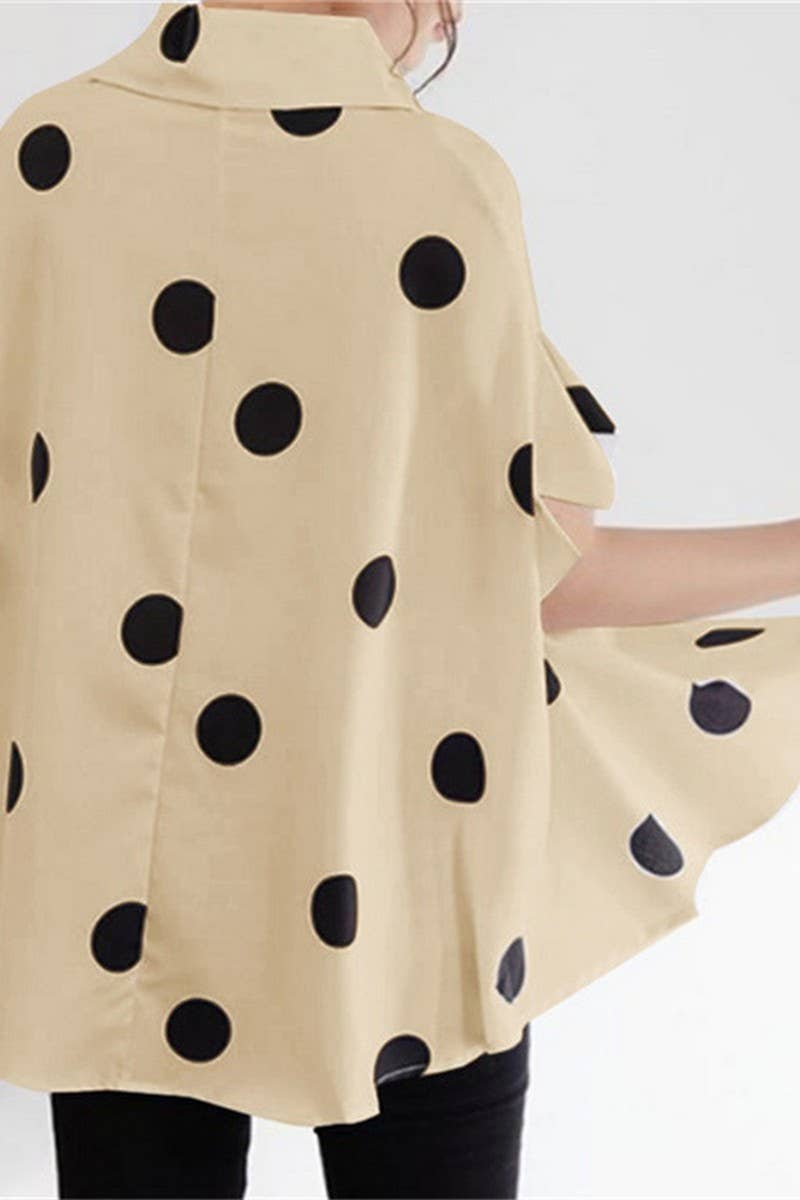 CWTSTS0485_BAT-SLEEVE LOOSE-FITTING POLKA-DOT PRINTED SHIRT