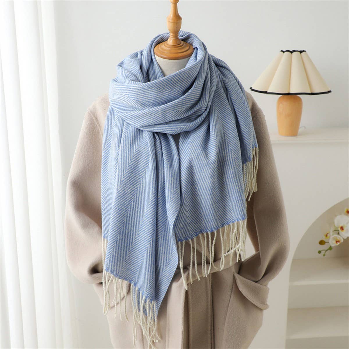 Cozy Water Ripple Wrap Scarf for Fall Season