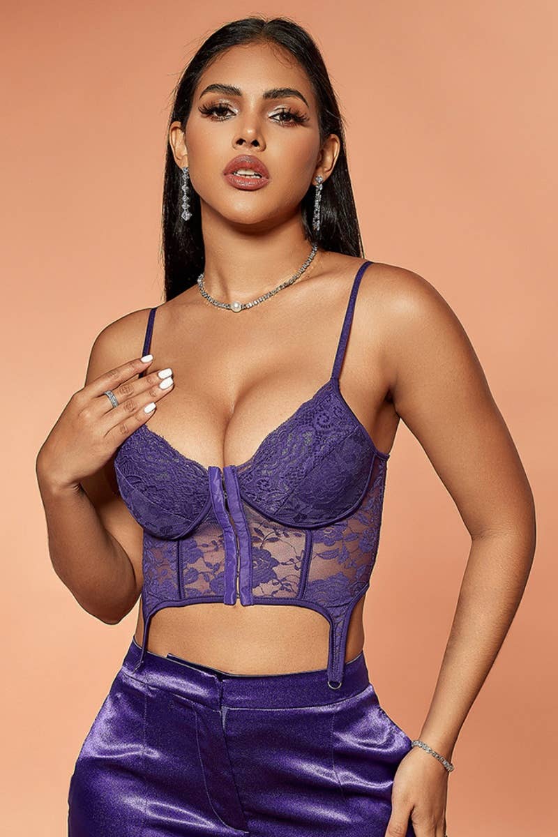 CWMU0312_SEXY LACE SLEEVELESS HALTER UNDERWEAR VEST