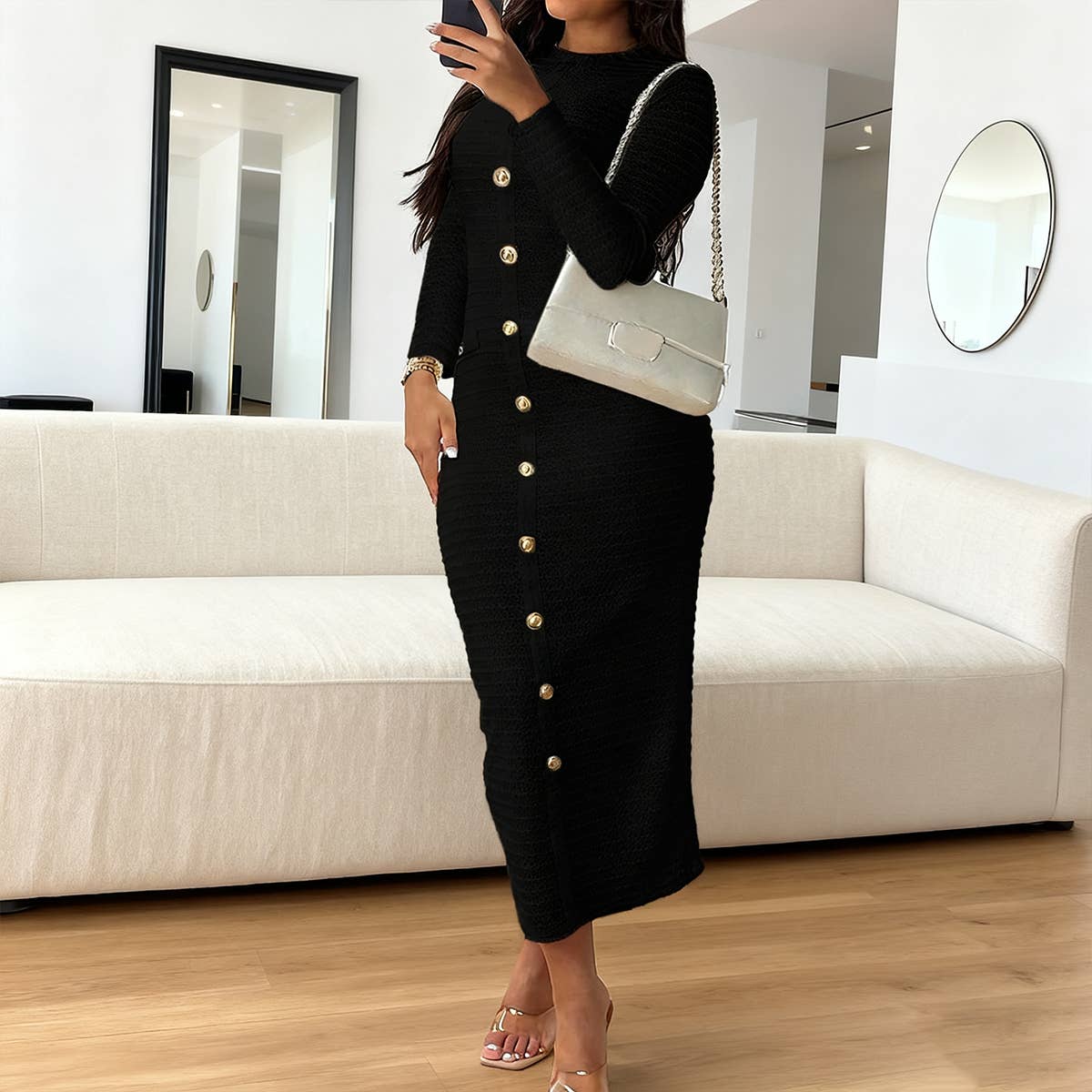 Elegant temperament long package hip knit dress