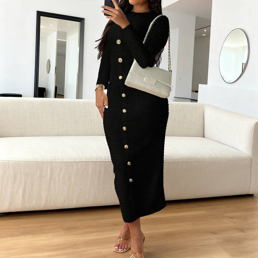 Elegant temperament long package hip knit dress