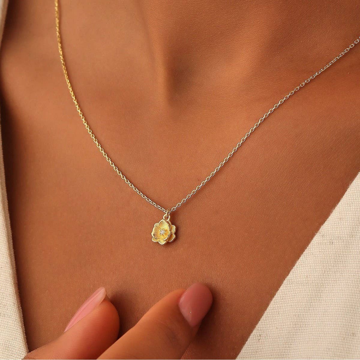 December birth flower pendant 3D necklace