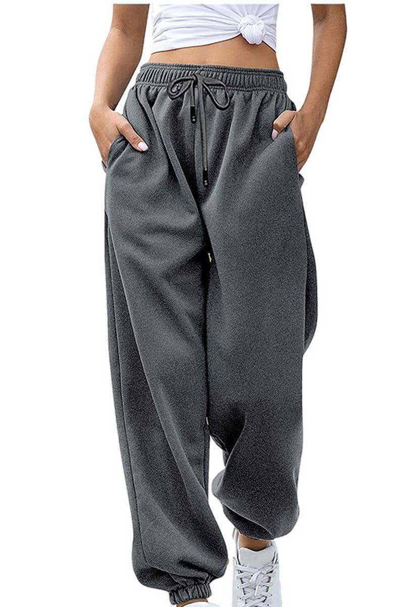 CWBLP2186_SOLID COLOR CASUAL SPORTS LOOSE SWEATPANTS