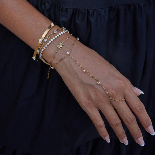 18K Gold Steel Round Zircon White Tennis Chain_CWAJE4803