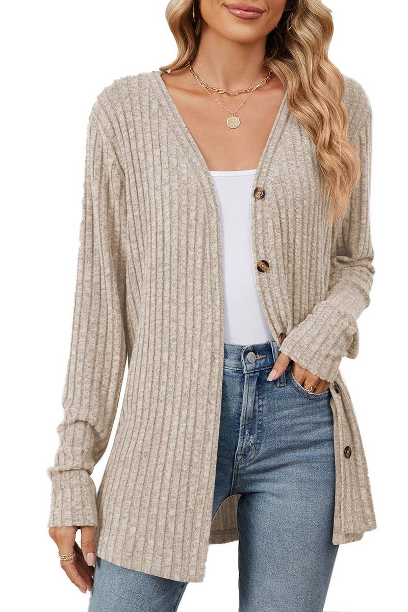CWOCAL2269_AUTUMN AND WINTER BUTTON KNIT CARDIGAN