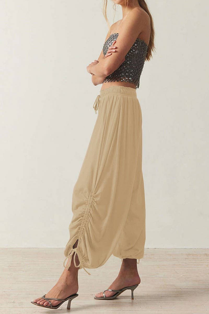 CWBLP1854_SOLID COLOR DRAWSTRING CASUAL BLOOMERS