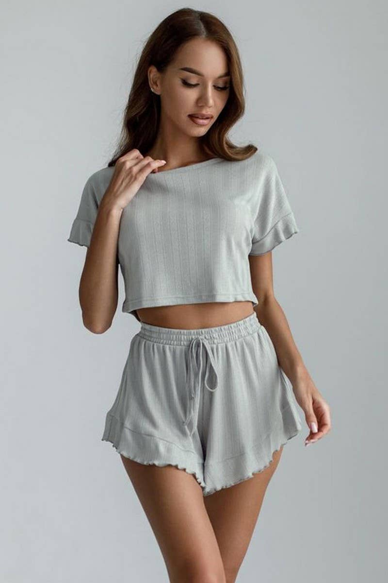 CWSPJ0374_SHORT-SLEEVED SHORTS HOME WEAR PAJAMAS SET