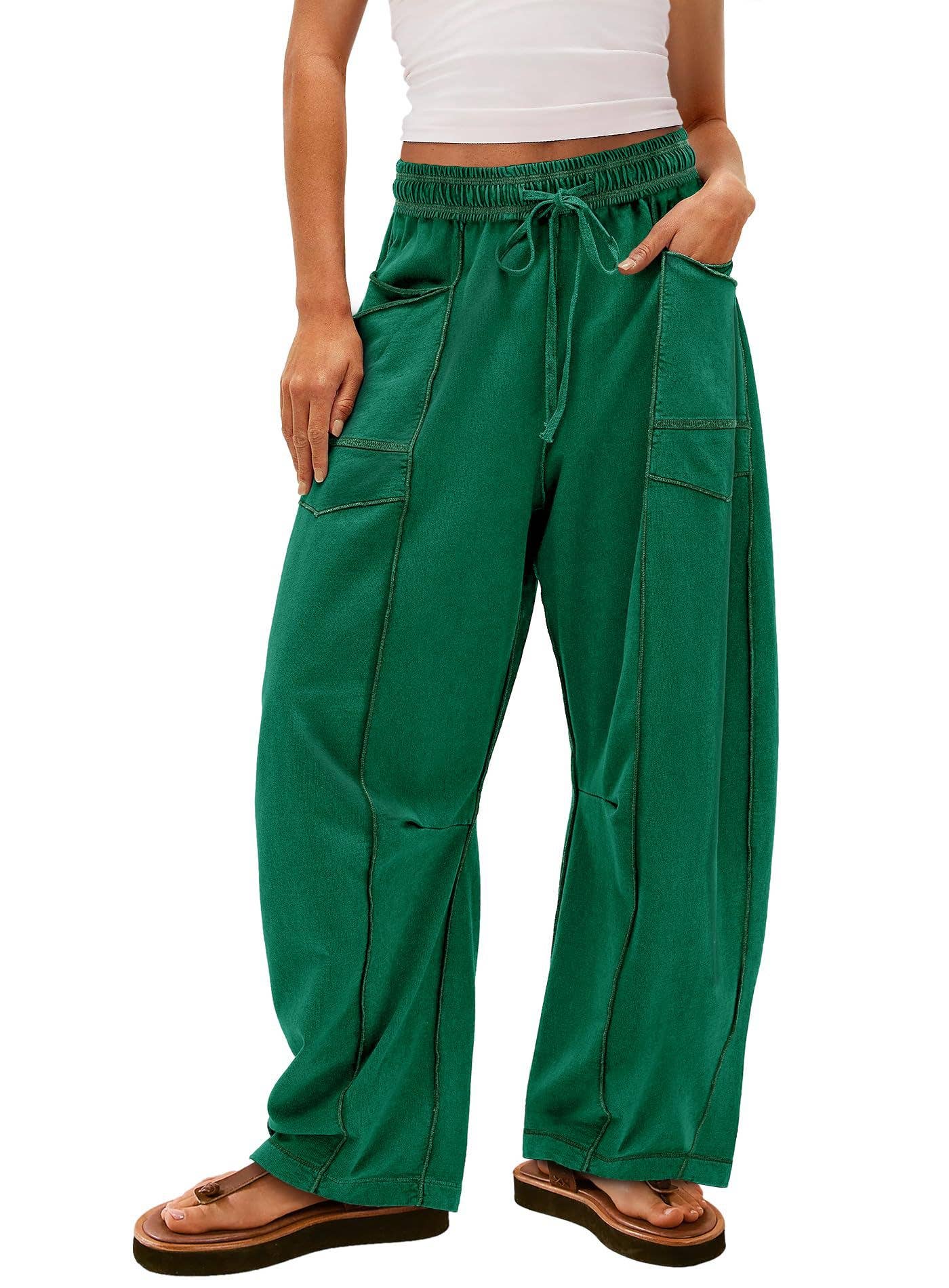 Casual stretched-waist drawstring sweatpants