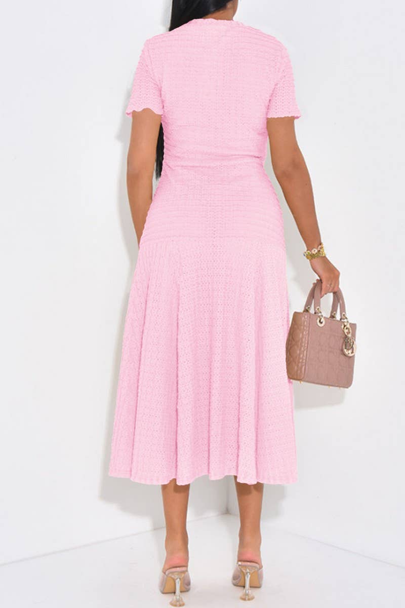 CWDMD01181_MINIMALIST ELEGANT BUTTON SHORT SLEEVE DRESS