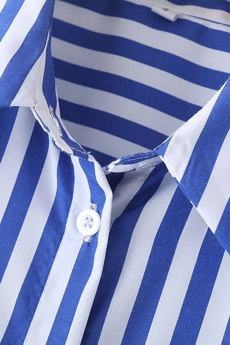 CWTSTL1523_LAPEL CASUAL LONG SLEEVE STRIPED SHIRT