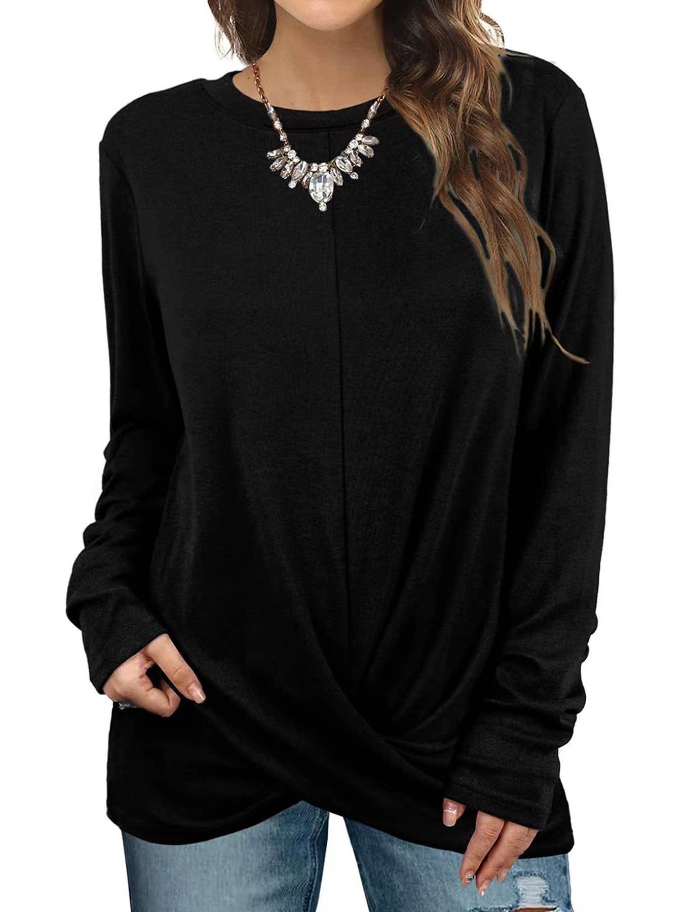 CREW-NECK LONG-SLEEVED SWEATSHIRT KNOTTED T-SHIRT