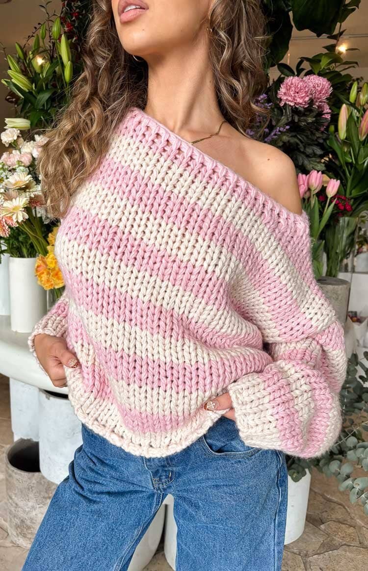 CHUNKY SWEATER WITH STRIPED IN CONTRASTING COLORS