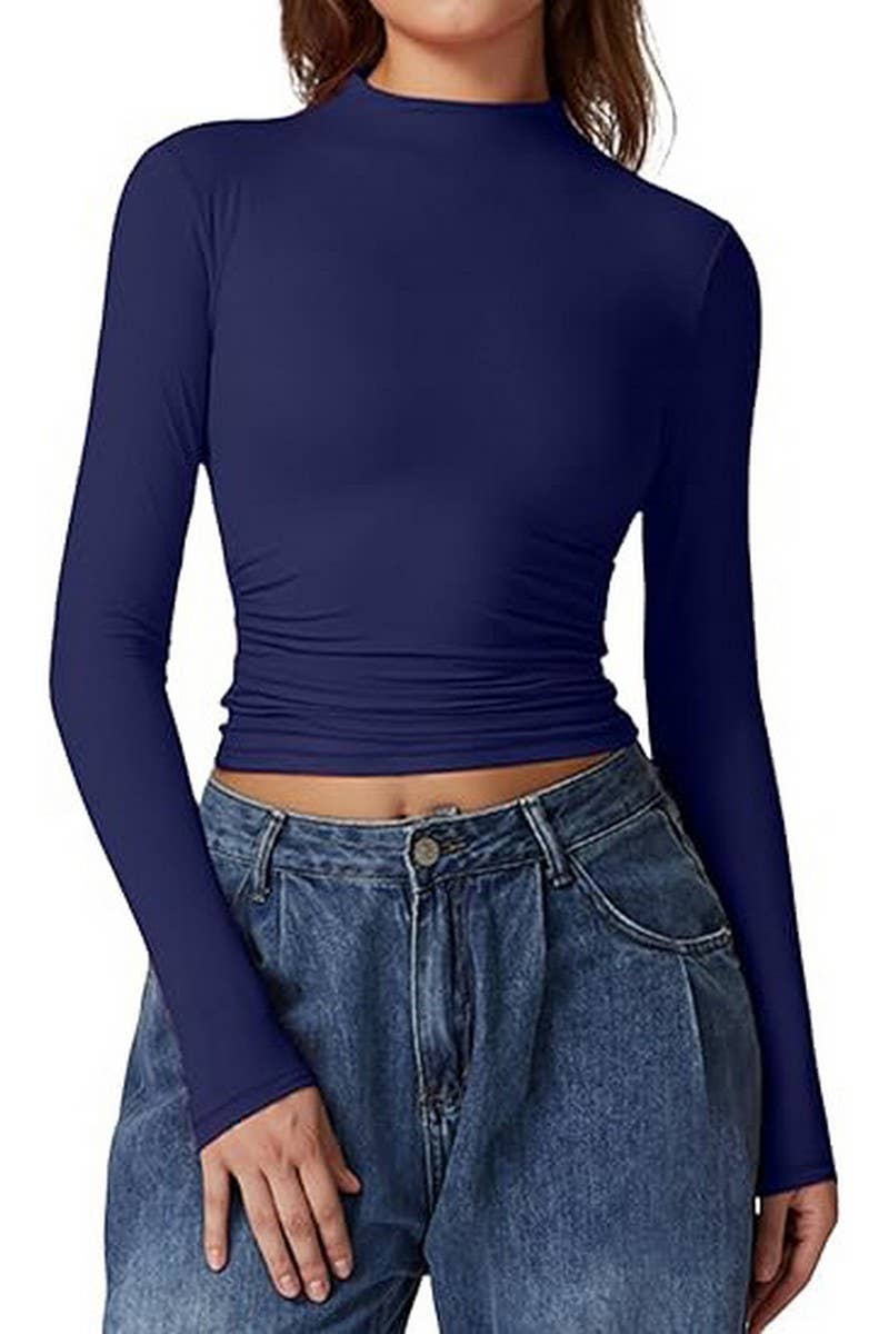 CWTBLL01149_SOLID CREWNECK MILK SILK BASE LAYER TOP