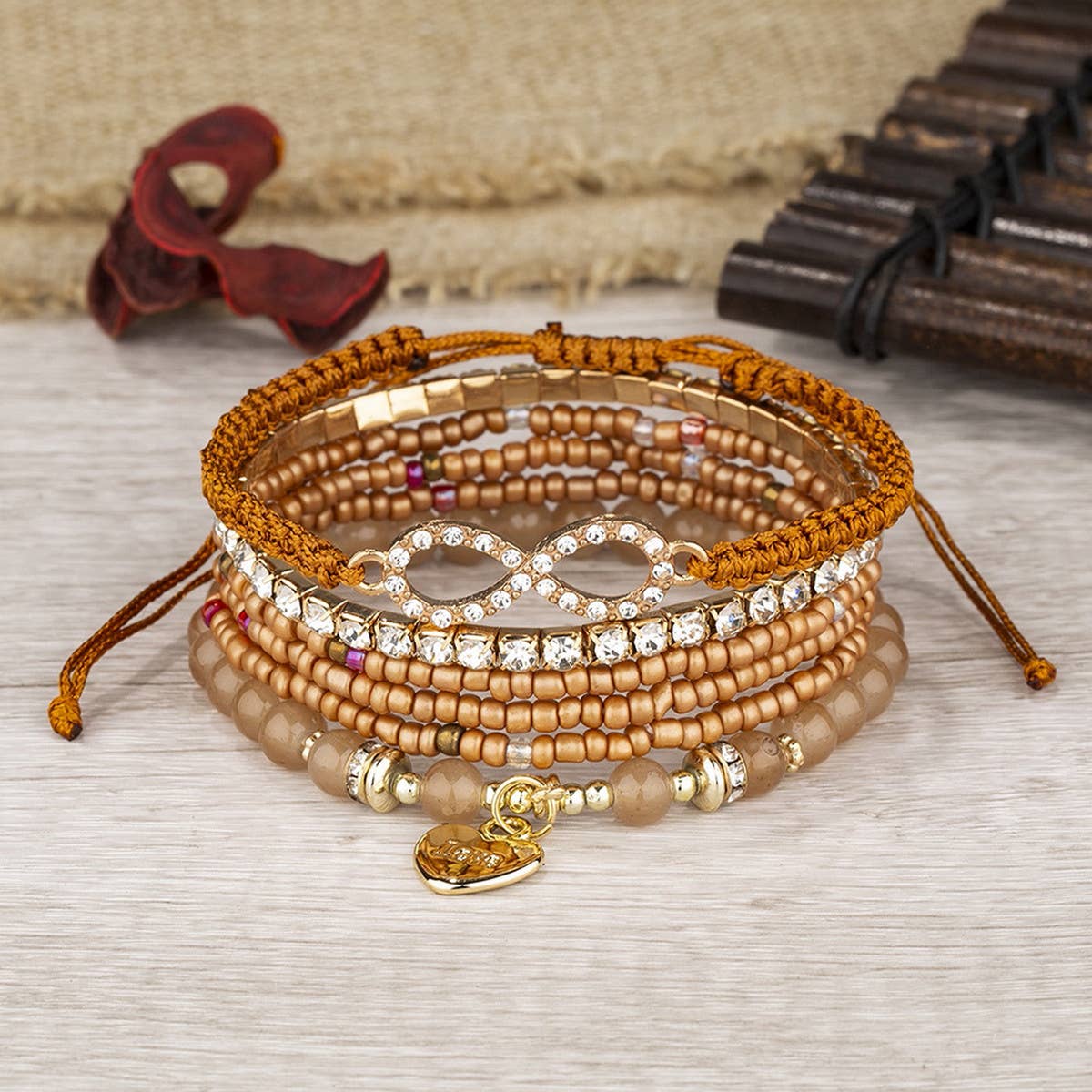 COLORFUL MULTI-LAYER ELASTIC RICE BEAD BRACELET