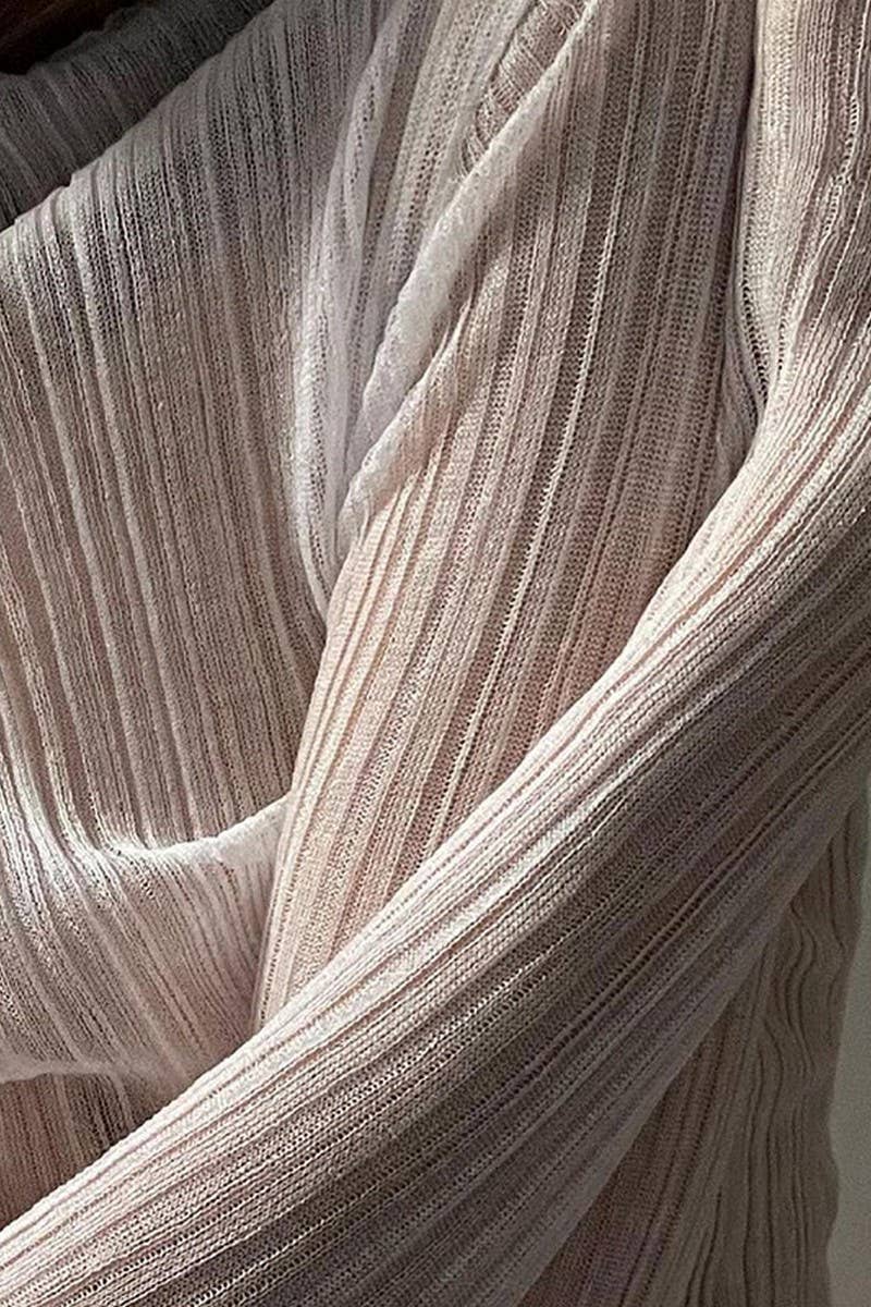 CWTBLL3435_SOLID COLOR LONG SLEEVE MESH SEE-THROUGH TOP