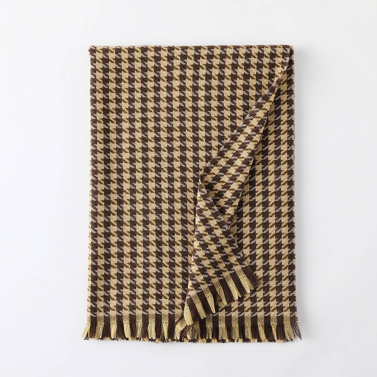 WINTER WARM LATTICE LARGE SCARF FRINGE SHAWL