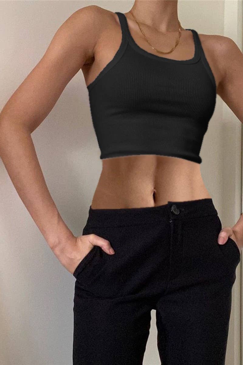 CWTTK0856_SUMMER COTTON U-NECK CROPPED CAMISOLE TOP