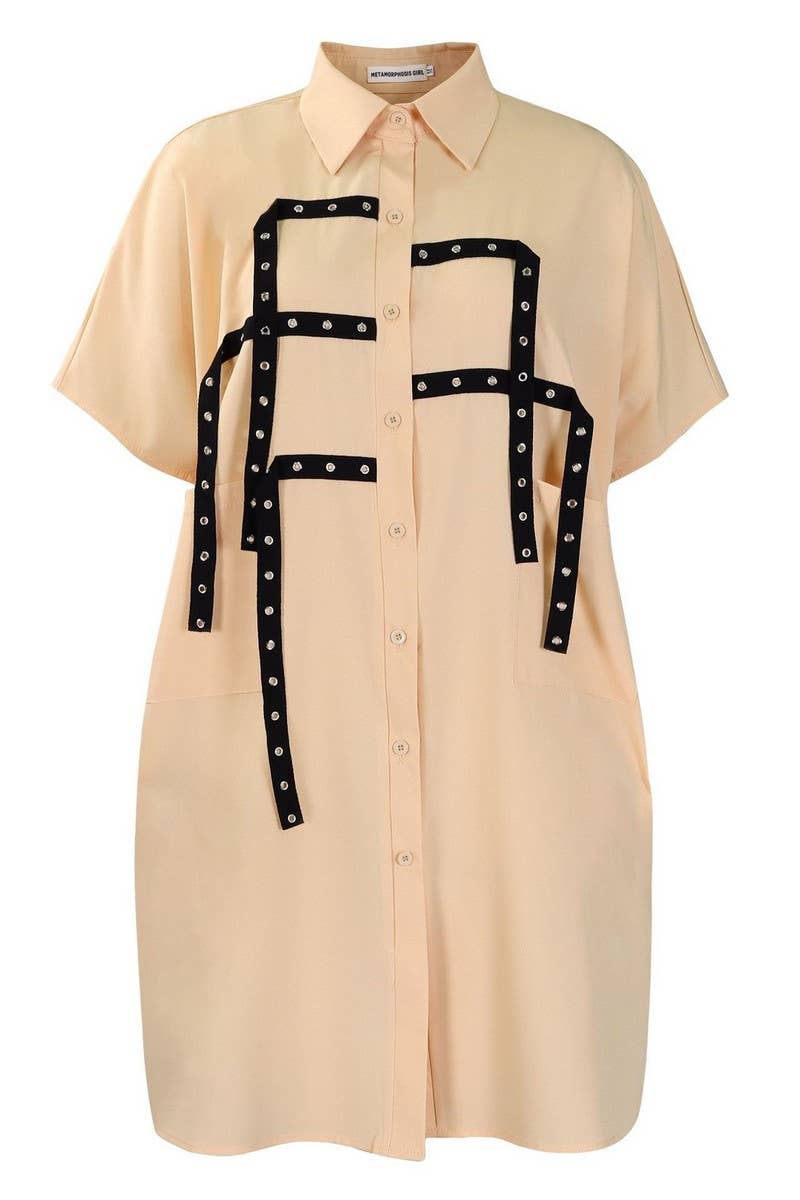 CWDTD00505_2025 WOMEN SHORT SLEEVE LOOSE POLO SHIRT DRESS