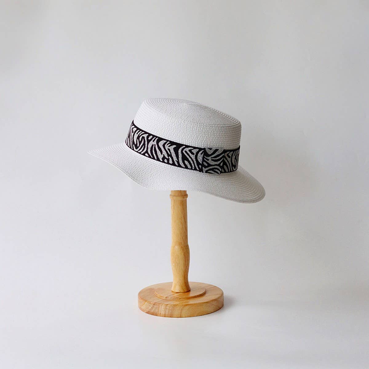 Women's leopard print flat top straw hat_CWAH3503