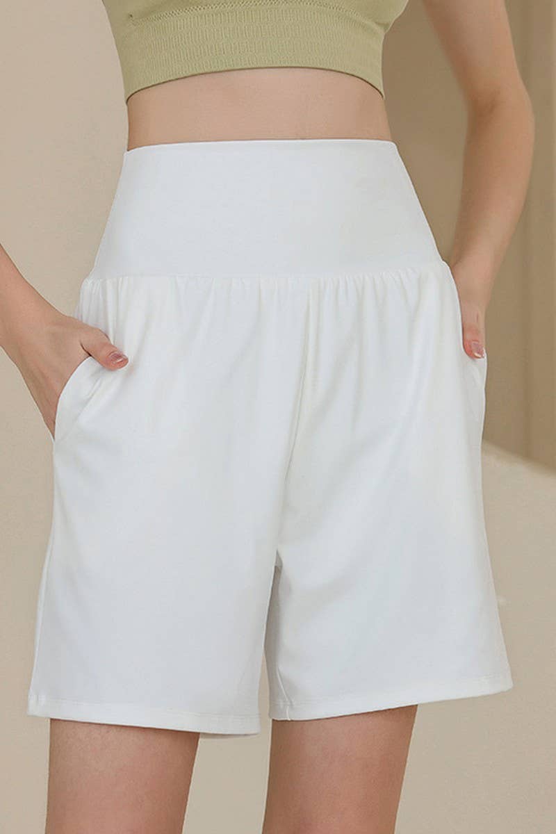 CWBSP0382_SOLID COLOR LOOSE YOGA SPORTS SHORTS