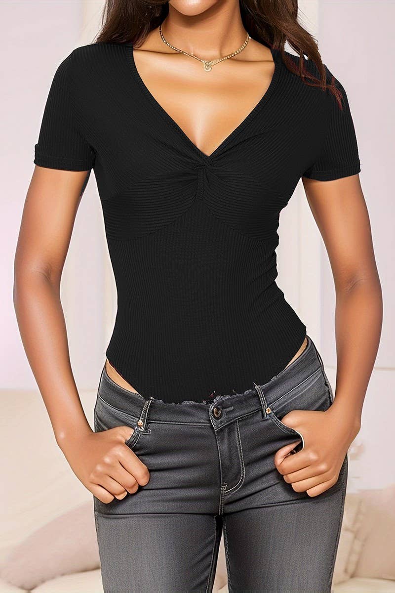 CWSBSS0050_SEXY SLIM FIT KNOT FRONT RIBBED BODYSUIT