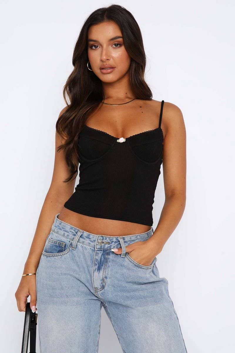 CWTTK1137_LACE TRIM WAIST TIE CROP CAMI VACATION TOP
