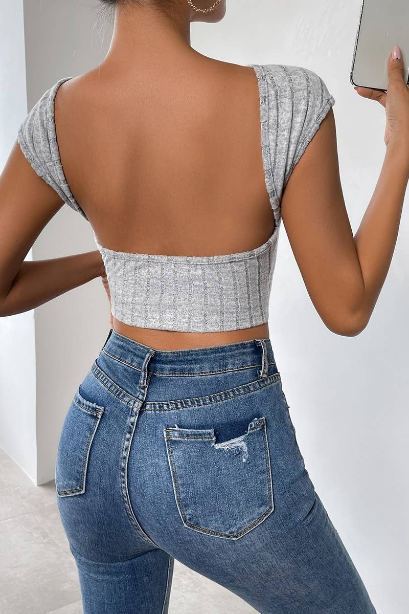 CWTBLS2015_FITTED CREW NECK BACKLESS KNIT CROP TOP