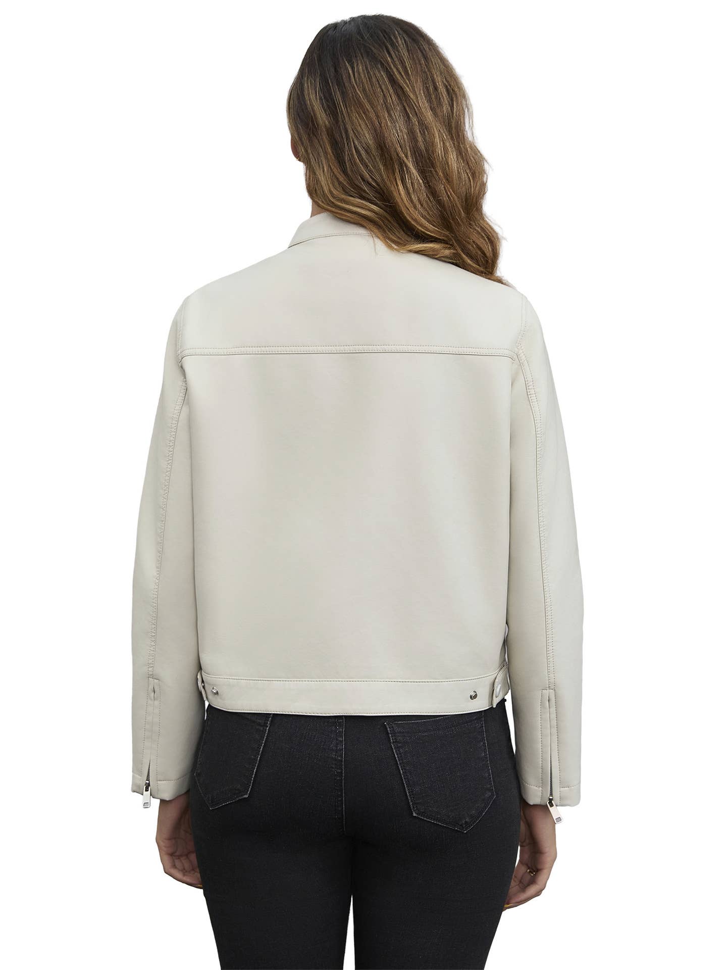 Fashionable stand-up collar short leather jacket